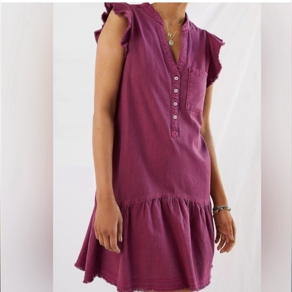 Anthropologie Pilcro Raspberry Sleeveless Ruffle Dress size Small